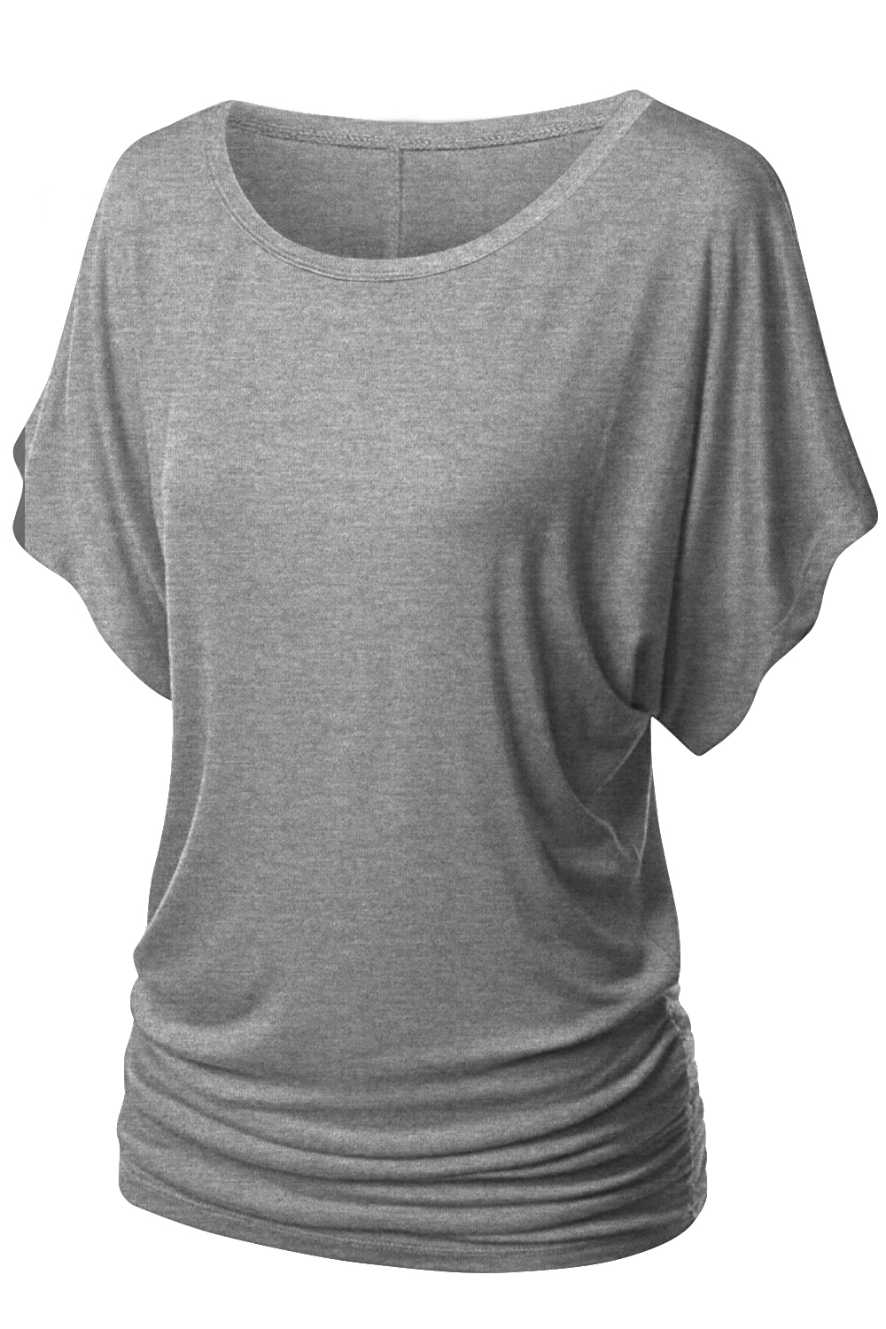 PLUS Women's Solid Short Sleeve Boat Neck Dolman Top