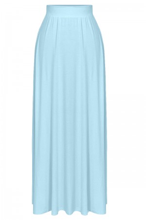 Women's Solid Basic Lightweight Floor Length Flare Long Maxi Lounge Skirt