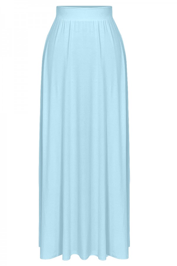 Women's Solid Basic Lightweight Floor Length Flare Long Maxi Lounge Skirt