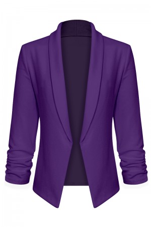 Women 3/4 Sleeve Blazer Open Front Cardigan Jacket Work Office Blazer