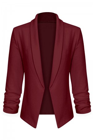 Women 3/4 Sleeve Blazer Open Front Cardigan Jacket Work Office Blazer