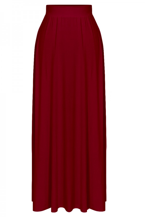 Women's Solid Basic Lightweight Floor Length Flare Long Maxi Lounge Skirt