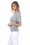 PLUS Women's Solid Short Sleeve V Neck Dolman Top