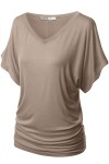 PLUS Women's Solid Short Sleeve V Neck Dolman Top