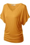 PLUS Women's Solid Short Sleeve V Neck Dolman Top