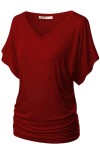 PLUS Women's Solid Short Sleeve V Neck Dolman Top