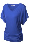 PLUS Women's Solid Short Sleeve V Neck Dolman Top