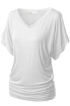 PLUS Women's Solid Short Sleeve V Neck Dolman Top