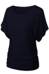 PLUS Women's Solid Short Sleeve Boat Neck Dolman Top