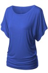 PLUS Women's Solid Short Sleeve Boat Neck Dolman Top