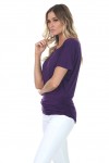 PLUS Women's Solid Short Sleeve Boat Neck Dolman Top