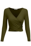 Women's Deep V-Neck long Sleeve Crop Top