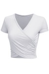 Women's Deep V-Neck Short Sleeve Crop Top